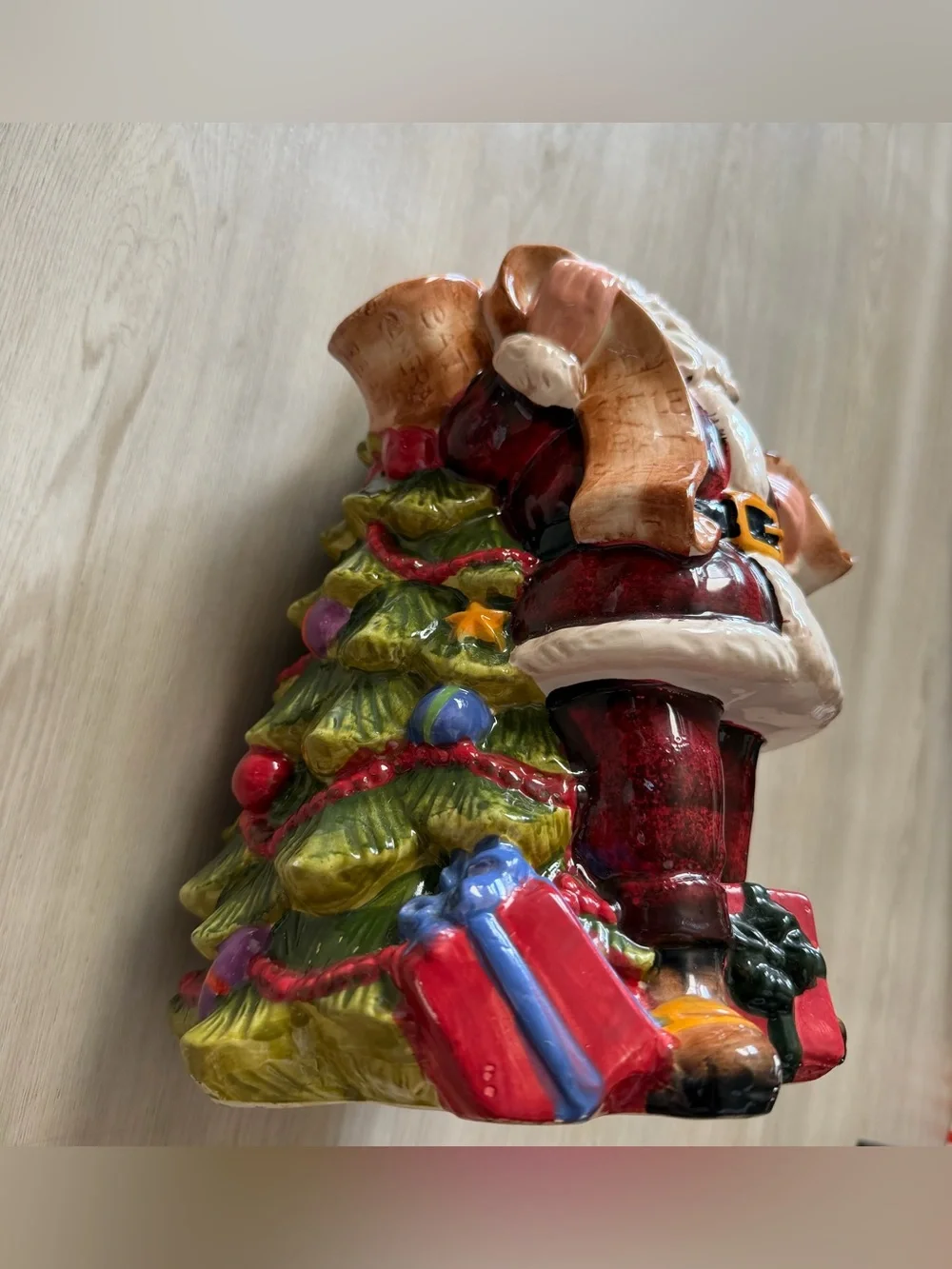 Vintage Santa Claus Pitcher Christmas Tree Handpainted Holiday Decor *See Pics